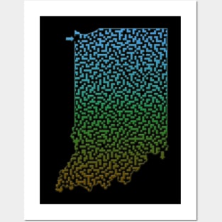 Indiana State Outline Maze & Labyrinth Posters and Art